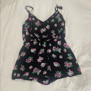 Floral Black Romper